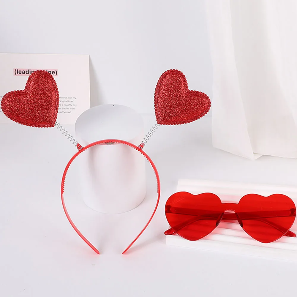 Heart Day Headband Hair Hoop Valentine S Valentines Headdress Love Headbands Women Red Boppers Head Wedding Cupid Costumehoops