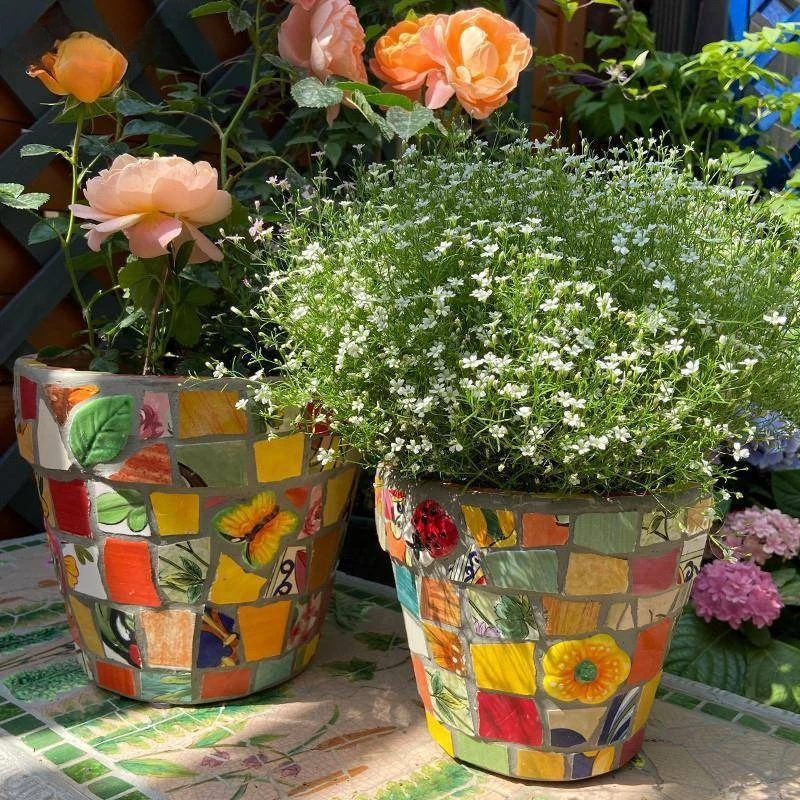 

Flower ware courtyard balcony window flower pot terrace table red pottery pot handmade European ceramic craft decoration