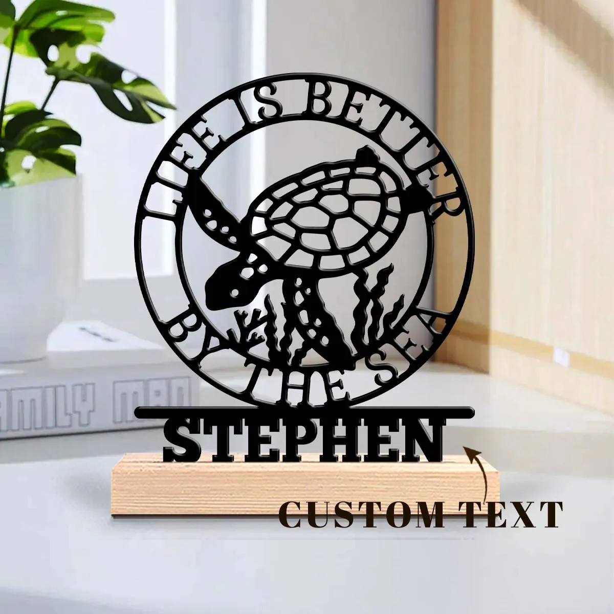 1pc Customized Metal Handicraft Ornaments Customizable Name With Wooden Base Desktop Decoration That Does Not Require Assembly
