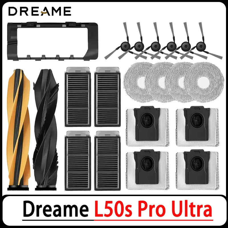 Dreame L50s Pro Ultra Vacuum Cleaner Replacement Accessories Main Side Brush HEPA Filter Mop Cloths Dust Bag Spare