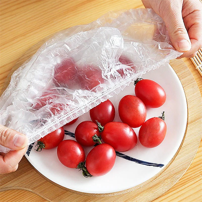 Cubierta desechable de plástico para alimentos, bolsas elásticas para almacenamiento de frutas, organizador de cocina