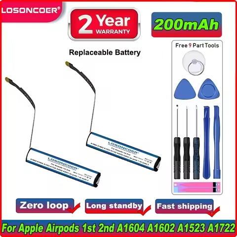 GOKY93mWhA1604 Battery For Apple airpods 1st 2nd A1604 A1602 A1523 A1722 A2032 A2031 air pods 1 air pods 2 replaceable Battery