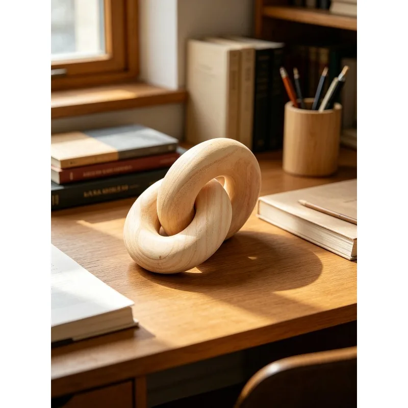 1/3pcs Bohemian Wooden Chain Double Ring Decor Ornament For Cafe Hotel Homestay Living Room