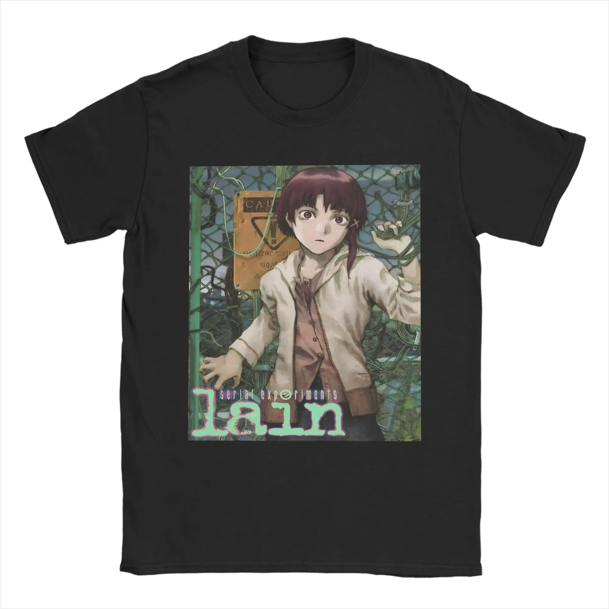 Serial Experiments Lain T-Shirts for Men Women 80s Sci Fi Anime Novelty 100% Cotton Tees Crewneck T Shirts Plus Size Clothing