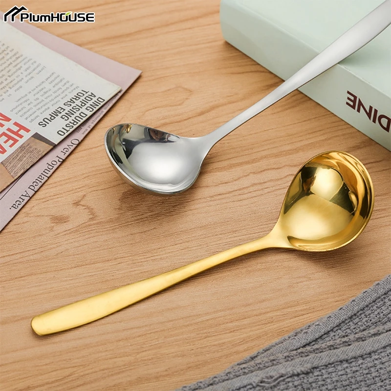 Stainless Steel Ladle Thickened Household Tableware Home Drinking Spoons Comfortable Long Handle Small Spoon