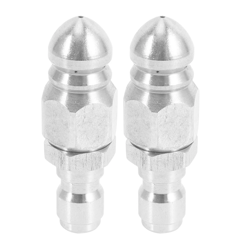 

2X 1/4 Inch 5000 PSI Sewer Jetter Nozzle Pressure Drain Jetter Hose Nozzle For 1/4 Pressure Washer Quick Connector