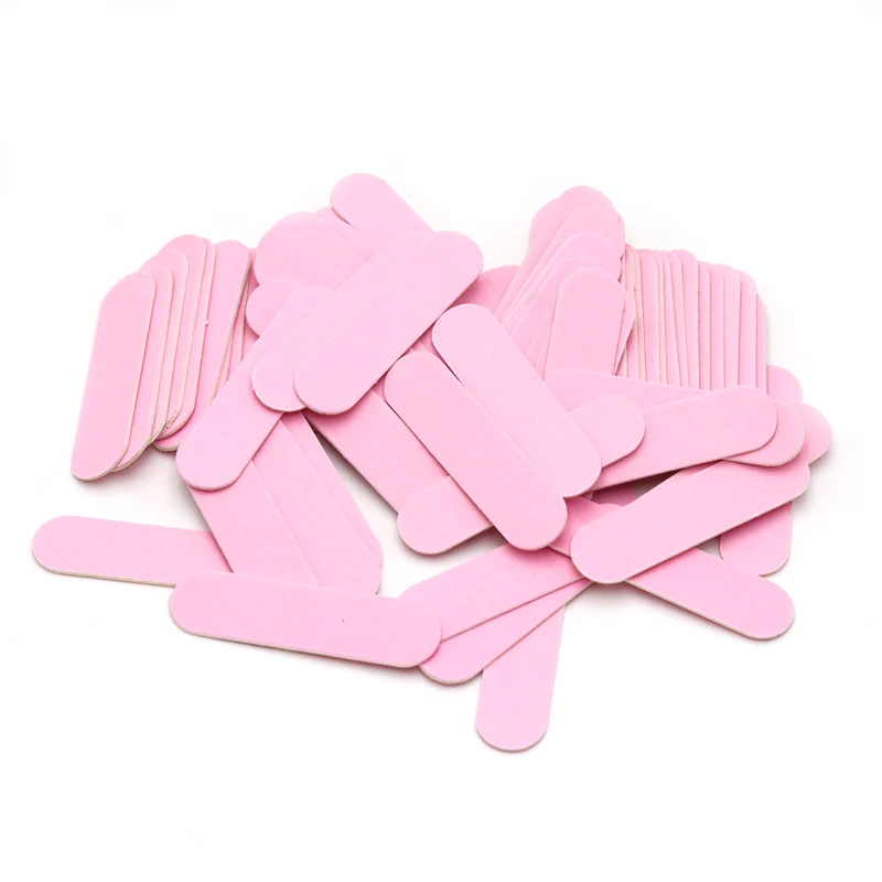 500Pcs Double Sided Wood Nail File 240/240 Grit Pink Sandpaper Nails File Mini Straight Manicure Tool Professional Nail Supplies