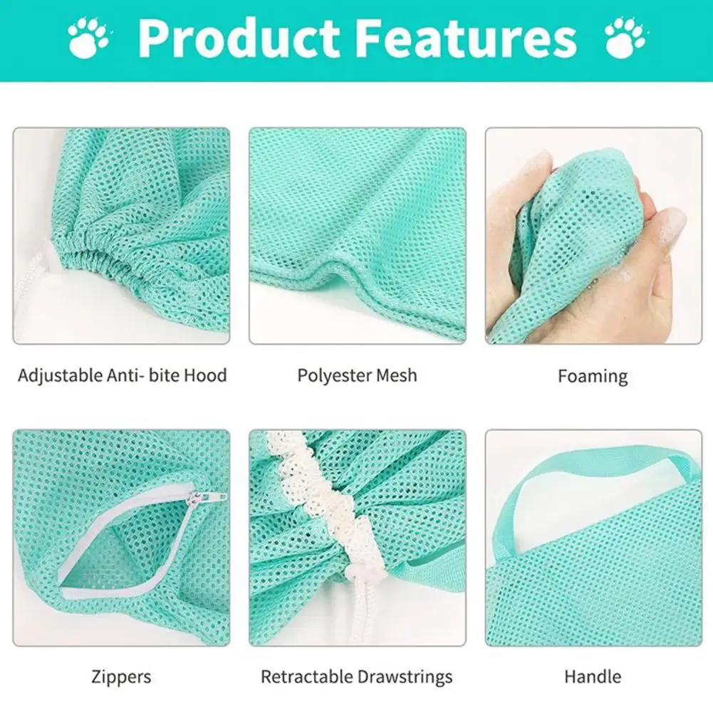 Cats Grooming Bag Breathable Mesh Cat Bathing Washing Bag Restraint Multi-purpose For Nail Cutting Beauty Medication Feeding