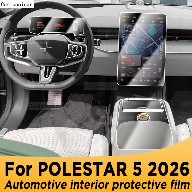 For POLESTAR 5 2025 2026 Panel Navigation Automotive Interior Screen TPU Protective Film Cover Anti-Scratch Sticker