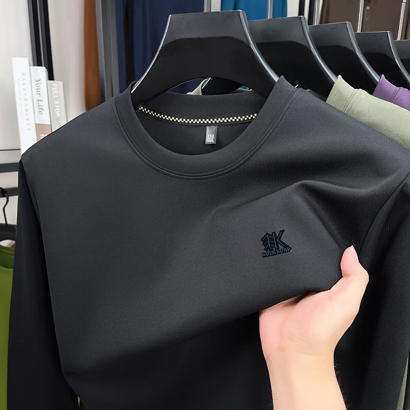 

Men's Long Sleeved T-shirt for Autumn and Winter Loose Round Neck Pullover Hoodie Breathable Casual Base Shirt