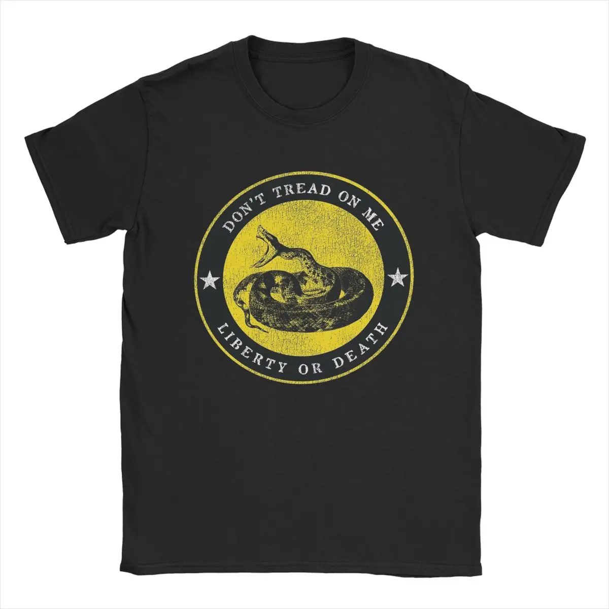 

Funny Dont Tread On Me T-Shirt for Men Round Neck Pure Cotton T Shirt Liberty or Death Short Sleeve Tee Shirt New Clothes