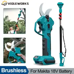 35mm Brushless Cordless Electric Scissors Pruner with 2.8m Telescopic Extension Pole Tree Bonsai Pruning Shear for Makita 18V