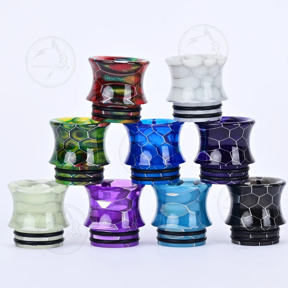 9pcs wolfcoolvape Drip Tips 810 drip tip vape mouthpiece random color resin material tips for Vapes Tanks rda rta rda