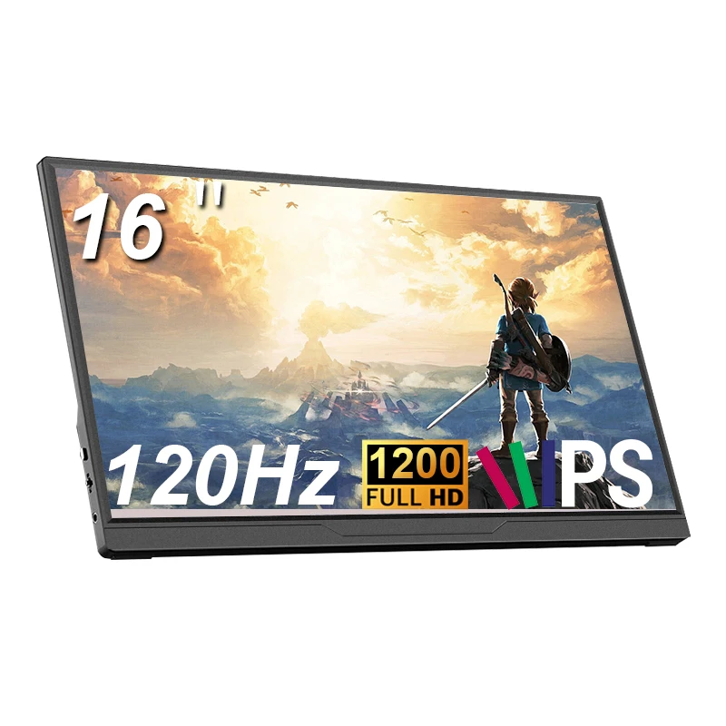 LANLIPU 16inch Portable Monitor 100% SRGB 144Hz Gaming Laptop Display with Type C HDMI For PS4/5/Steam/Deck/Switch/PC/Mac/Phone
