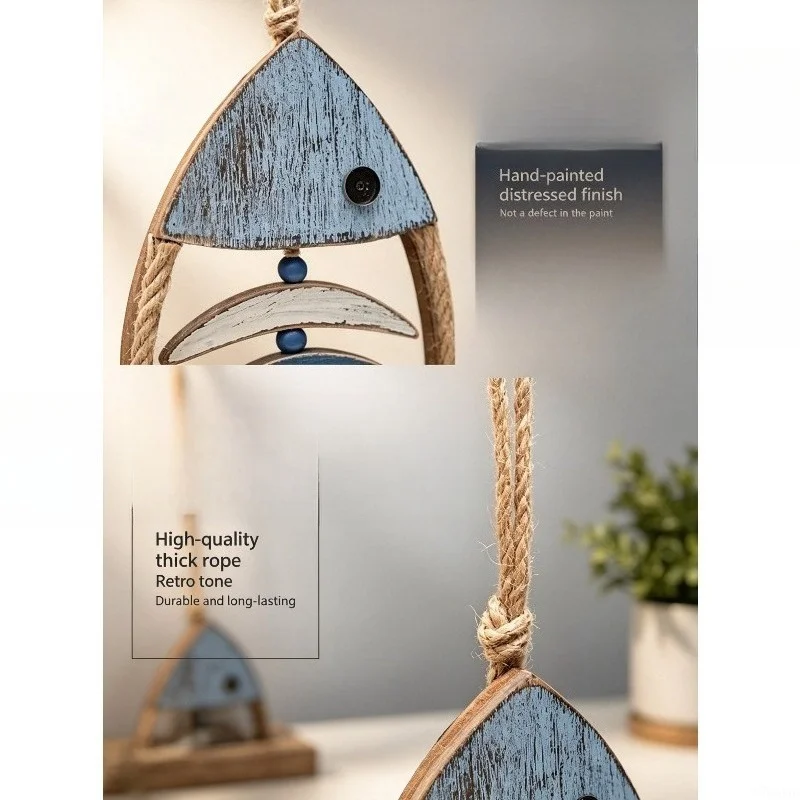Mediterranean 3D Fish Wall Hanging Decor, Fish-Shaped Wall Art Ornament for Model Home, Hotel Room, Corridor, Entryway