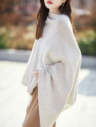 100% Merino Wool Sweater Women Pullover Scarf Soft Solid Cashmere Knitwear Shawl Spring Autumn Female Korean Popular Grace Tops