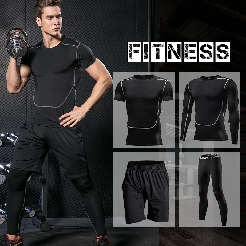 Compressione maschile abbigliamento sportivo tute palestra allenamento stretto abbigliamento allenamento Jogging Set sportivo Fitness tuta da corsa