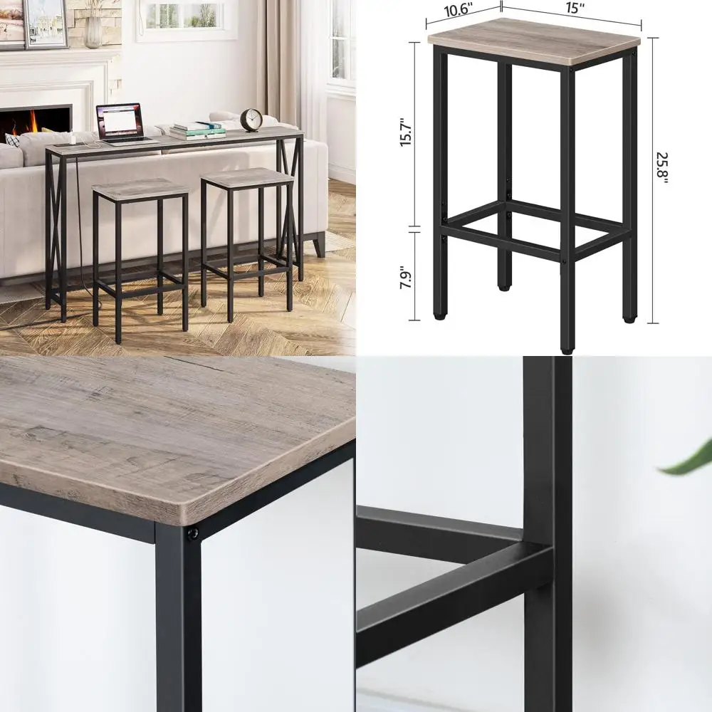 

Пара барных стульев в индустриальном стиле Greige с подставками для ног, высота 25,8 дюйма, для кухни и столовой BAHG0101Z