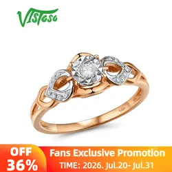 VISTOSO Gold Rings For Women Genuine 14K 585 Rose Gold Ring Sparkling Diamond Promise Engagement Rings Anniversary Fine Jewelry