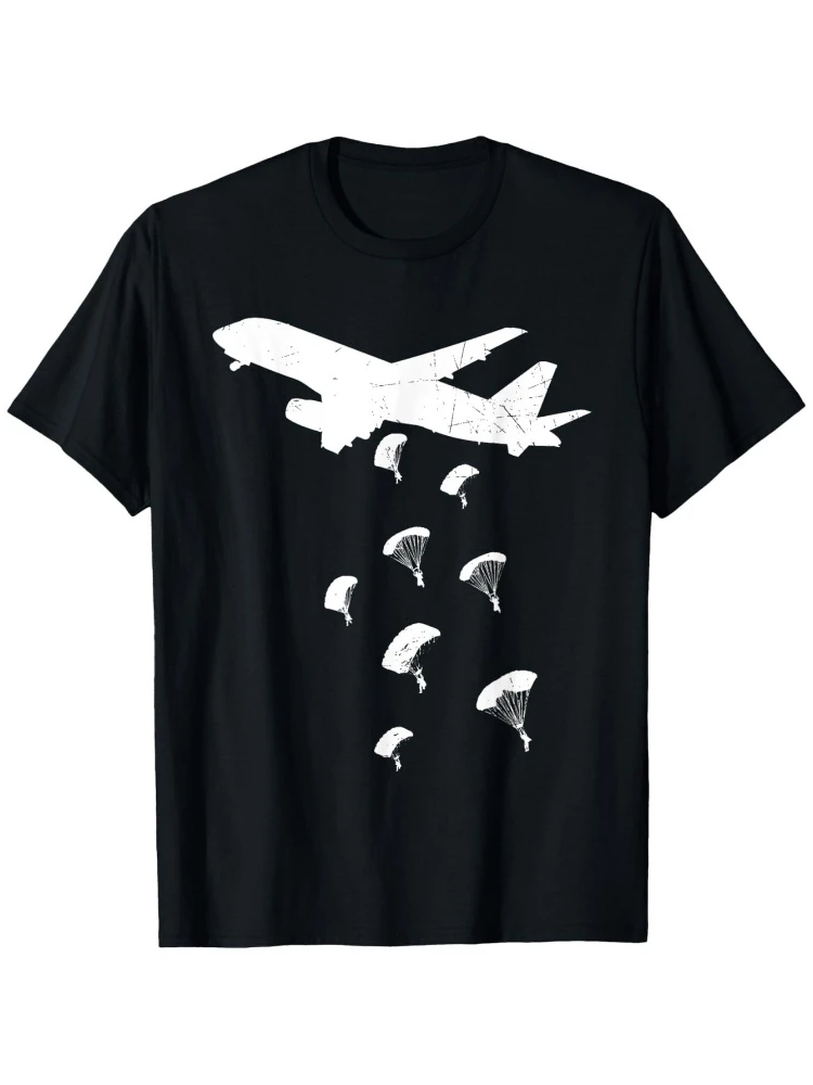 

Paratroopers parachuting graphics-short-sleeved 100% cotton T-shirt, paratroopers printed design, casual T-shirt.