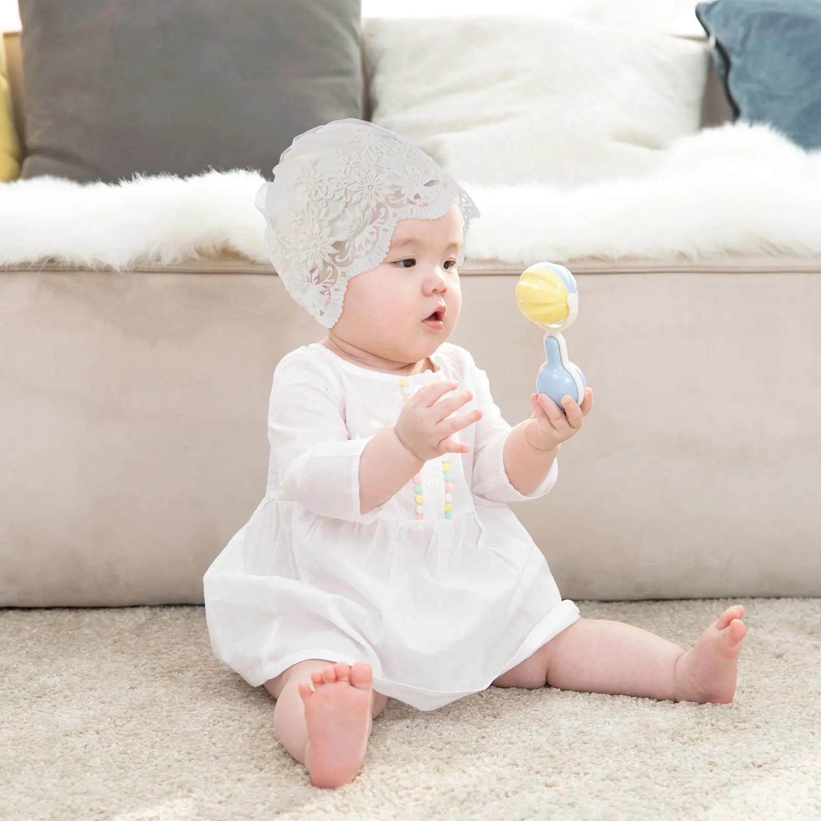

1pc Lace Summer Air Permeable Newborn Flower Baby Headwraps Bonnet For Toddler Infant Photo Prop Headwraps