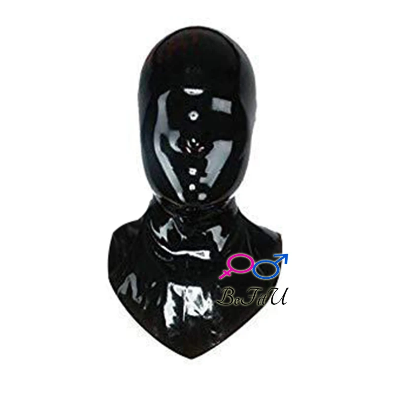 Latex Hood cosplay teresa Long Neck Mask Shoulder Hat Head Cover Seamless no zipper Hanger Face Open nostrils by default
