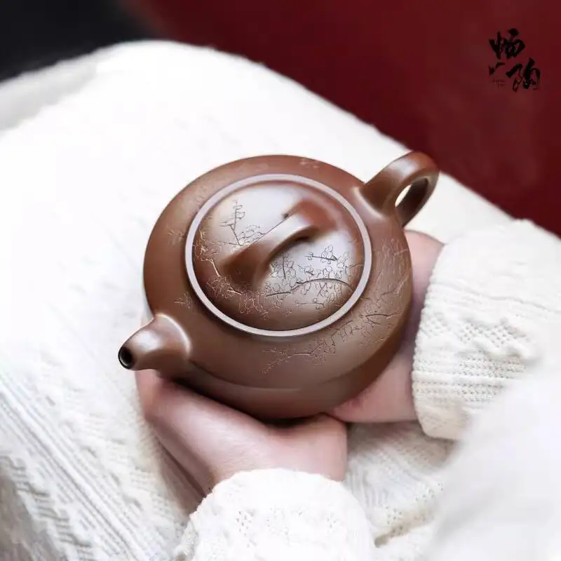 

[Чантао] Чайник ручной работы из исинской глины цзыша, серия Ушанюань, фиолетовая глина Чжоупань, 390 мл