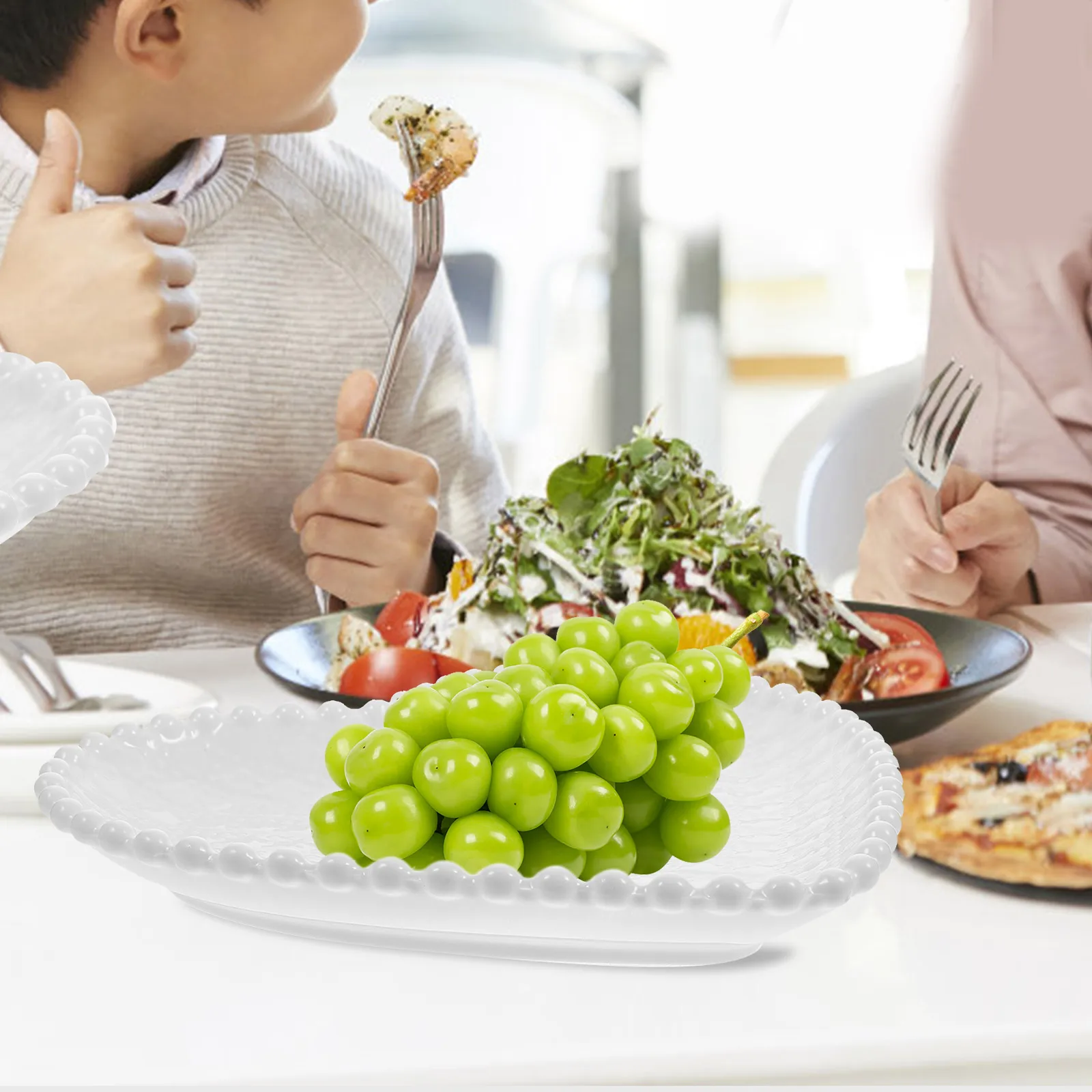 

Heart Shaped Ceramic Plate Creative Fruits Snack Breakfast Salad Tray Tropical Style Fruit Serving Plate for Home Decor