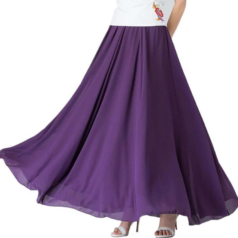 

2024 Spring Autunm maxi chiffon skirts brand Bohemia Pleated maxi Skirts Ukraine streetwear Summer Skirts vestido fiesta mujer