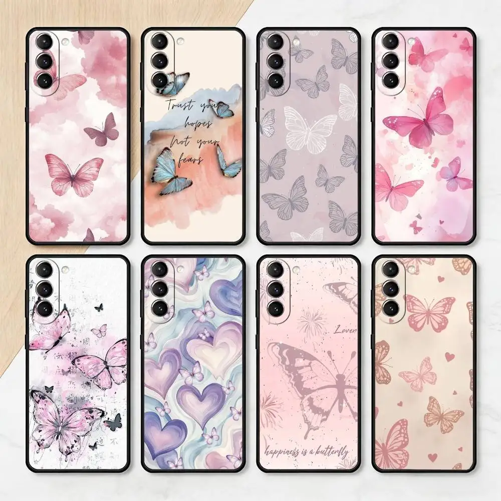 

P-Painting B-Butterfly Phone Case For Samsung S25,24,23,22,30,21,10,9,Ultra,Plus,Lite,FE,4,5 G Soft Black Case