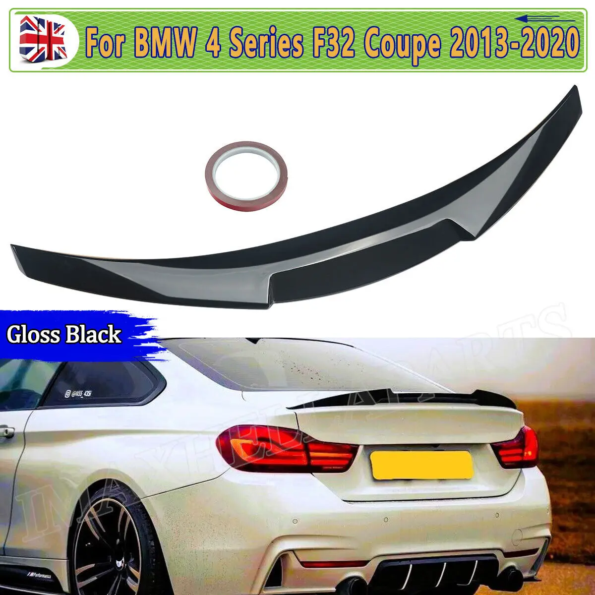 

FOR BMW 4 SERIES F32 Tail Roof Trunk Spoiler Lip 420i 440i 420d 430d COUPE 2013-2020 GLOSS BLACK M4 STYLE REAR BOOT SPOILER Trim