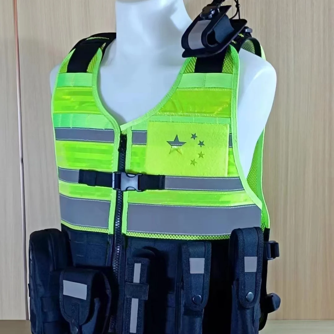 Fluorescent Green Reflective Black Protective Vest Outdoor Multi-functional Stab-proof Tactical Vest Comfortable And Breathable