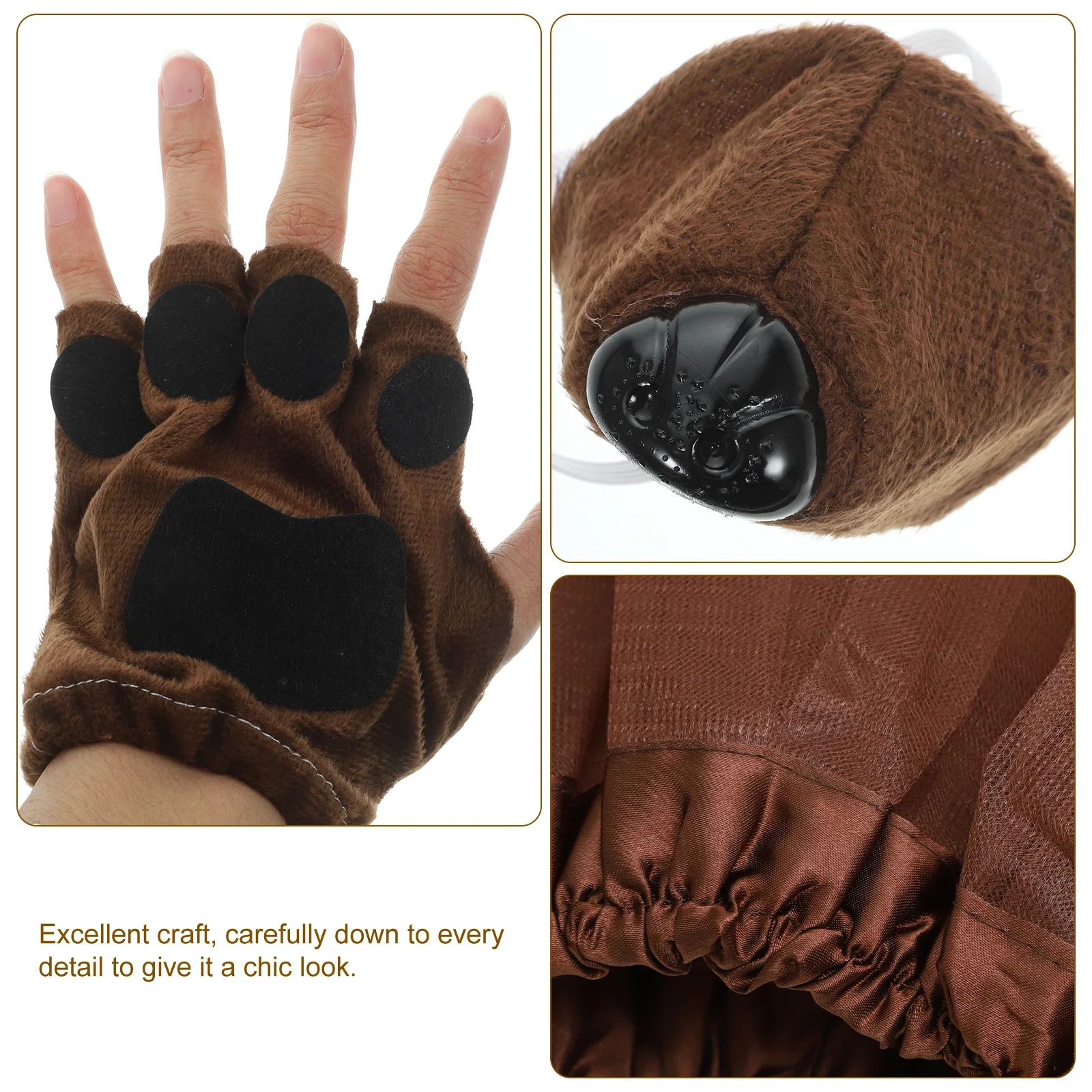 

1Set Animal Dog Ear Headband Tail Gloves Tutu Skirt Bow Tie Fake Nose for Cosplay Stage Performance Dog Ear Headband