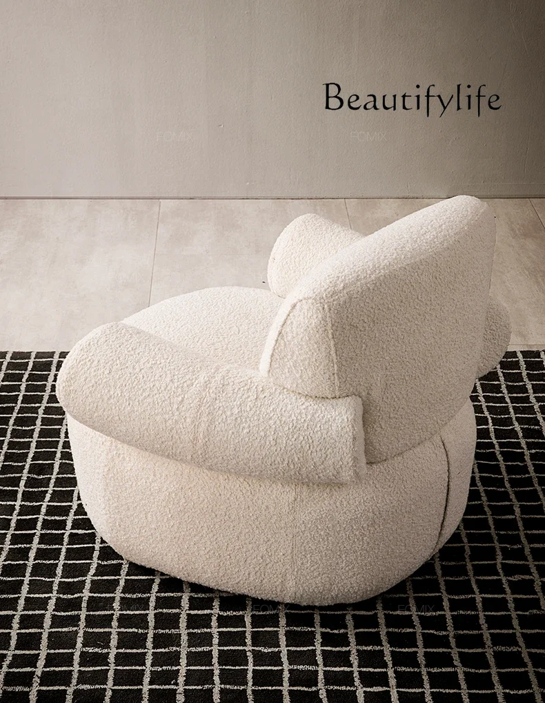 O Wabi Italian Minimalist Sofa, White Flannel Single Sofa, Modern Creative Leisure Chair Living Room Home