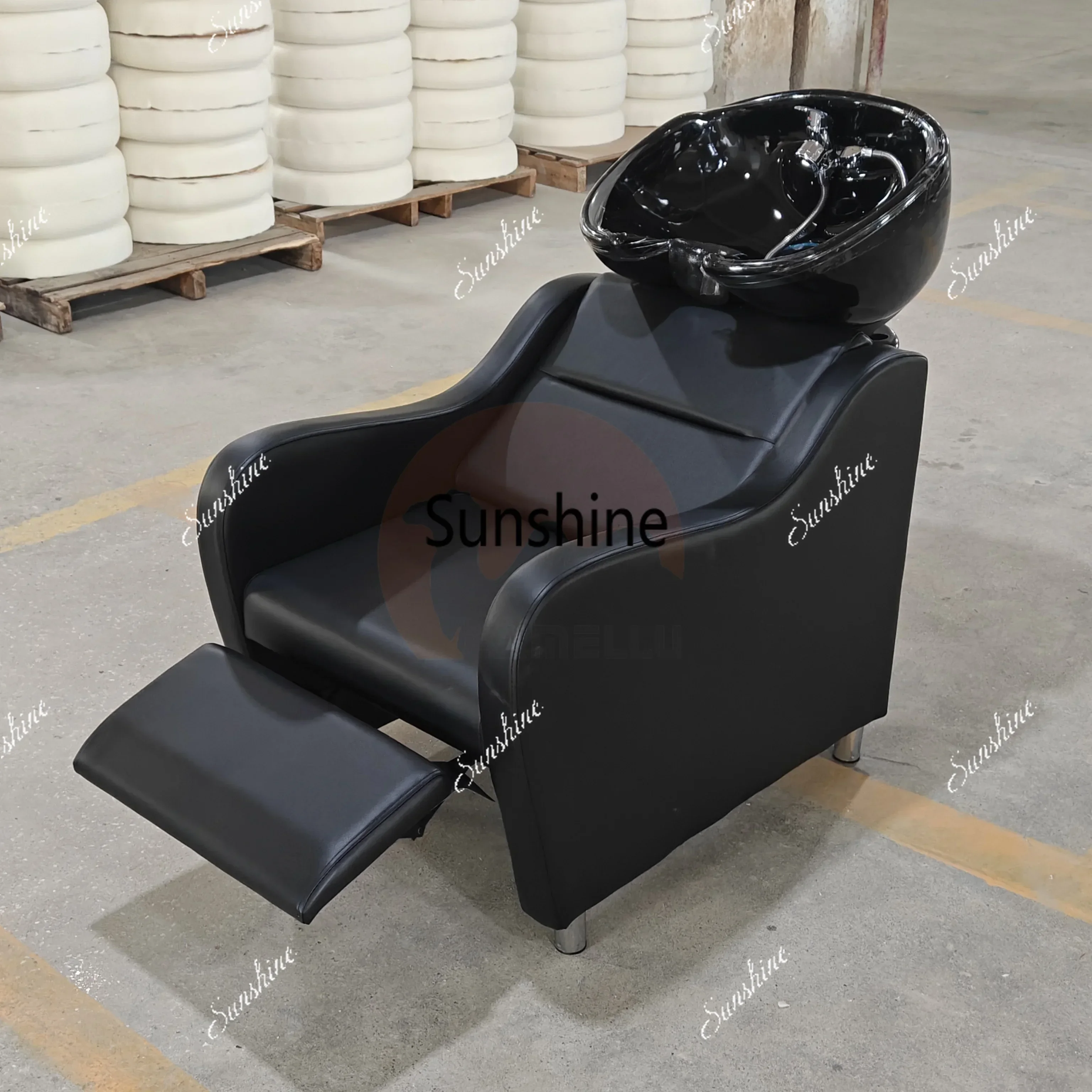 custom.Black Modern Shampoo Chairs Ceramic Bowl Customized Salon Furniture Washing Chair Bed Salon Station T*