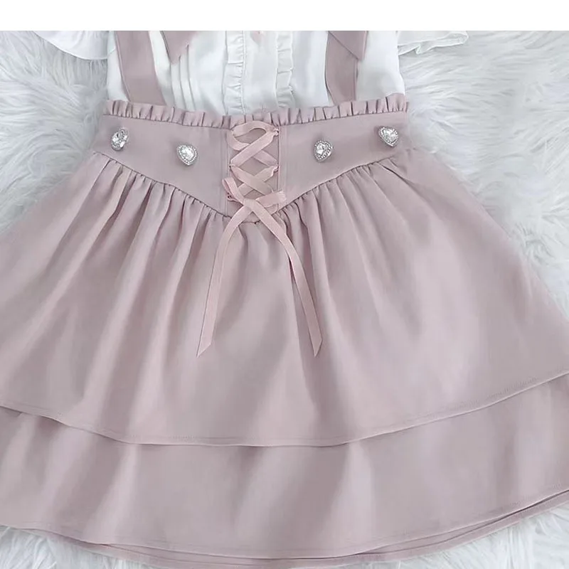 Falda corta de tirantes con volantes para niña, minifalda de estilo gótico, a cuadros, informal, estilo Lolita, Y2k