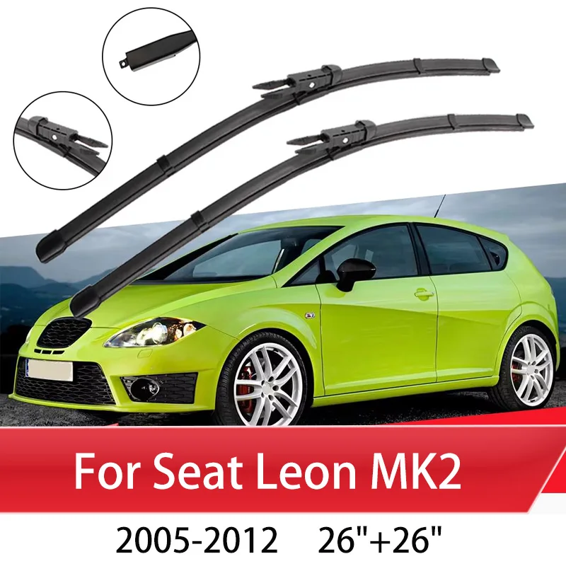 

Car Wiper Blade Blades For Seat Leon MK2 2005-2012 26"+26"R Windshield Windscreen Clean Rubber Silicon Cars Wipers Accessories