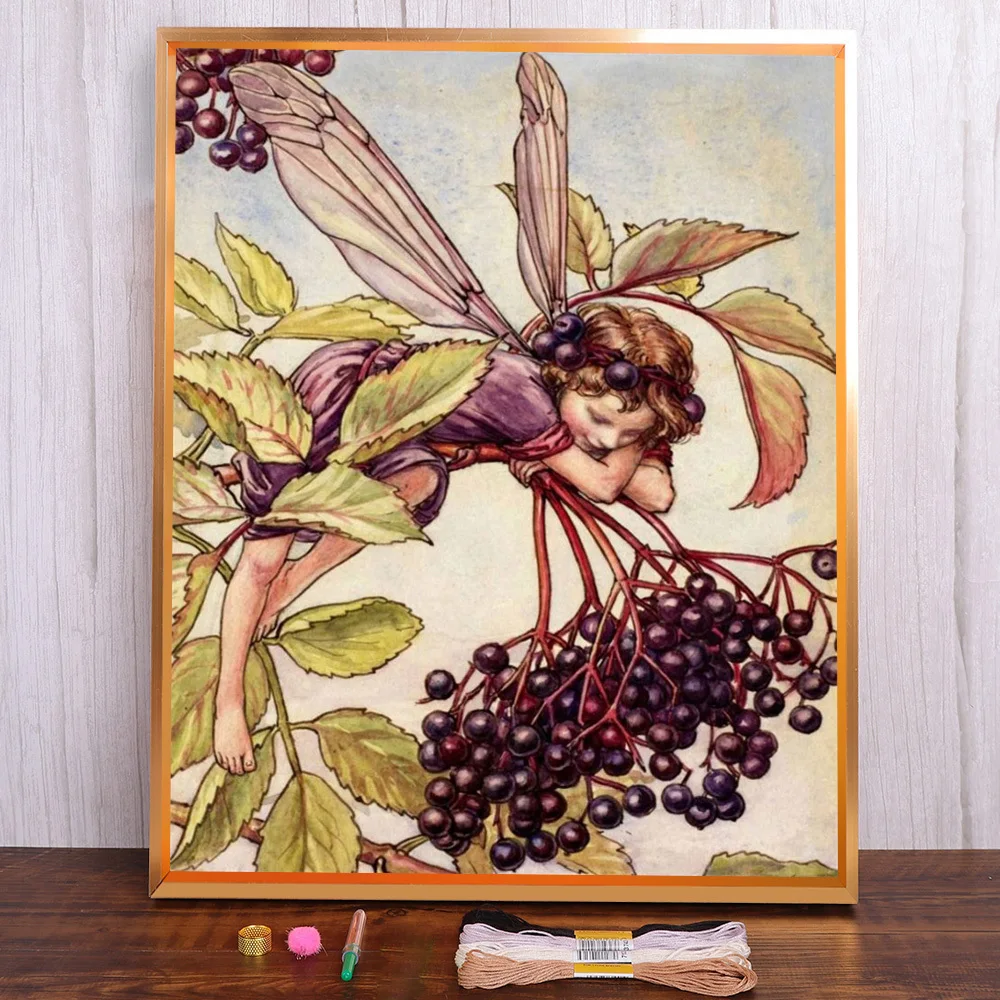 

Fairy Tale Elf Printed Water-Soluble Canvas Cross Stitch Patterns Embroidery Hobby Sewing Craft Handmade Room Decor Magic Gift