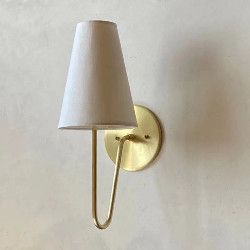 

American All Copper Wall Lamp Simple Retro Bedroom Wall Lamp Country Villa Living Room Aisle Home Medieval Design Led Lights