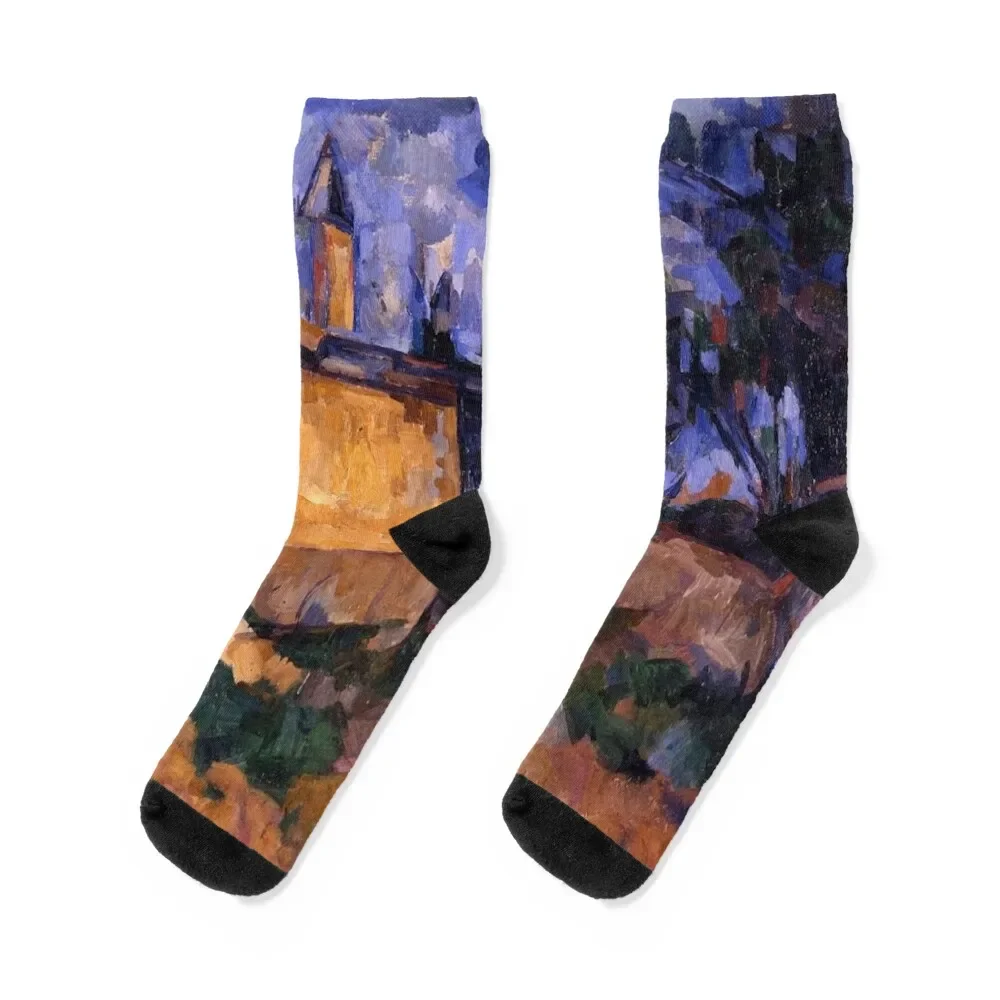 

Le cabanon de Jourdan (1906) by Paul Cézanne Socks Run Antiskid soccer Mens Socks Women's