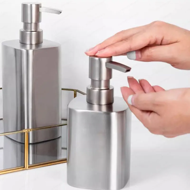 زجاجة محلول من الفولاذ المقاوم للصدأ 304، موزع لوشن، موزع صابون، زجاجة معقم لليدين، زجاجة فرعية غير لامعة 500 مل