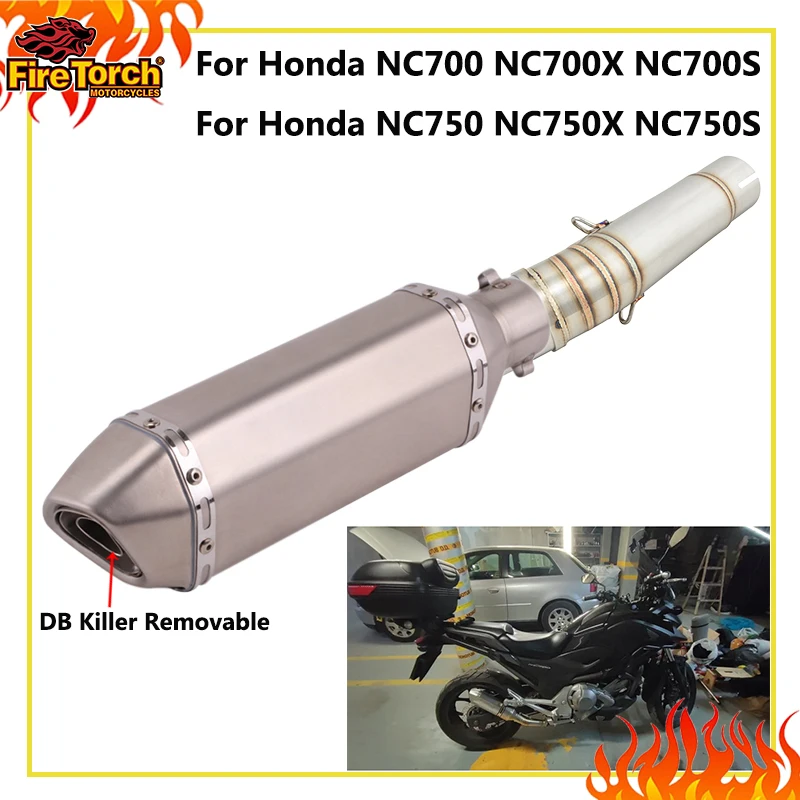 Slip-On-Auspuff für Honda NC700 NC700X NC750 NC750X NC750S Motorrad mit modifiziertem DB-Killer und mittlerem Verbindungsrohr