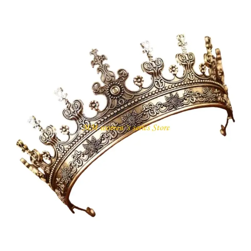 Q39c Women Metal Crowns Haarband met barokke design kroonstuk voor banket- en bruidsdouche huwelijksceremonie viering