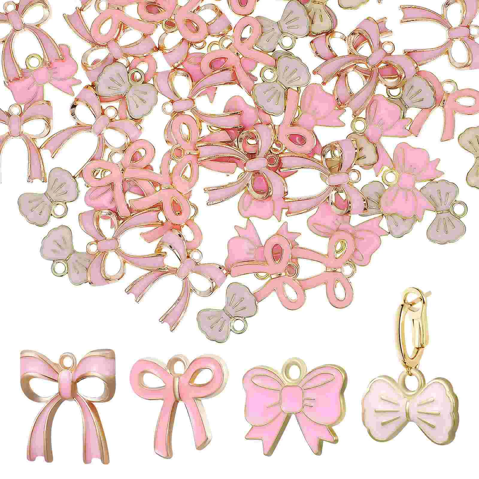 60 Pcs Earring Pendant DIY Jewelry Charms Bow For Bracelets Bowknot Alloy Crafts