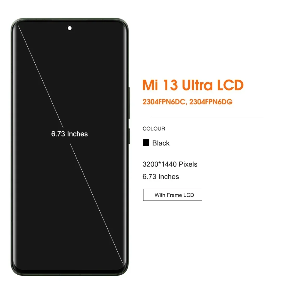 For Xiaomi 13 Ultra 6.73\'\'For Mi 13 Ultra 2304FPN6DC 2304FPN6DG LCD Display Touch Screen Digitizer Assembly Replacement