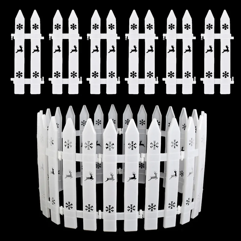 

10pcs White Fences PVC Courtyard Fence Christmas Tree Ornaments Supplies Ndoor Garden Fence Christmas Home DIY Decor Accessories