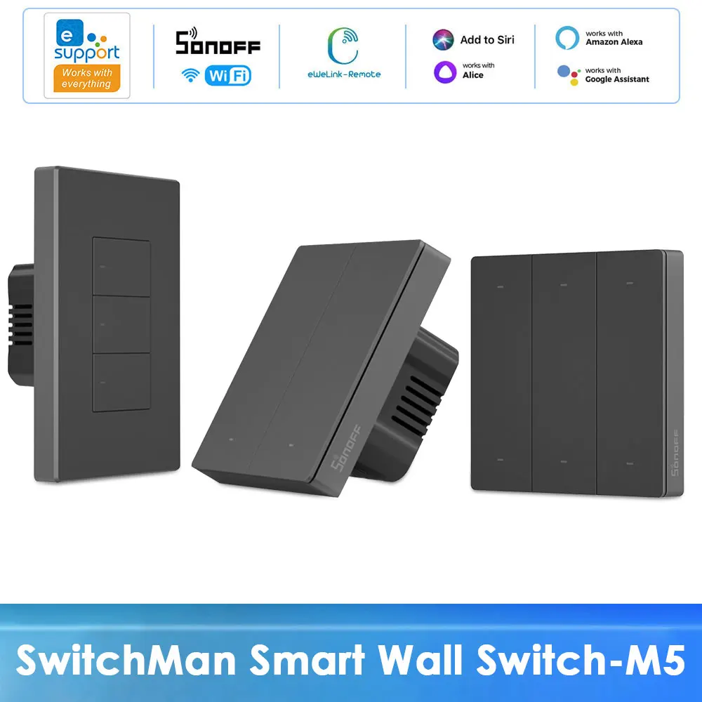 Sonoff M5 SwitchMan Smart Wall Switch-M5 1/2/3 Channel EU US Version SwitchMan-M5 Work With R5 Alexa Google Alice Siri Ewelink