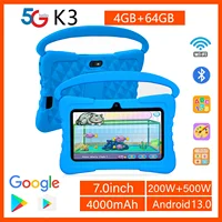 BDF-K3 tabletas Android de 7 pulgadas para niños Quad Core 4GB + 64GB ROM dibujos animados portátil con funda protectora a prueba de niños el mejor regalo para niños
