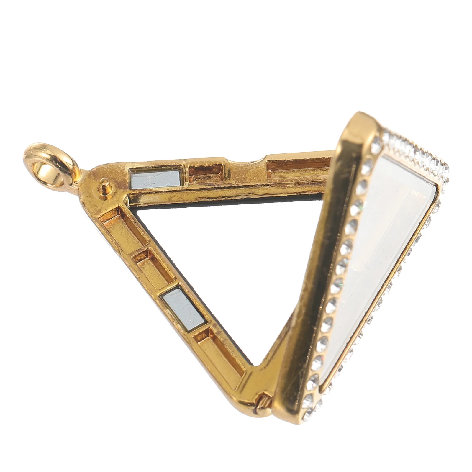 

1Pcs Diamond Alloy Photo Pendant Openable Triangle DIY Photo Box Locket Pendant Practical Gift for Birthday Wedding Valentine
