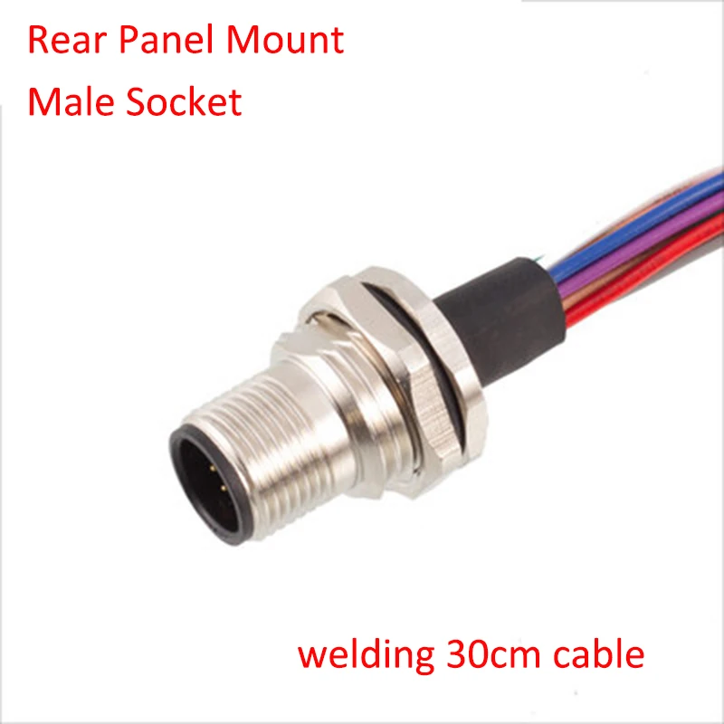 M12 2P 3P 4P 5P 6P 8P 12P Waterproof IP67 Aviation Male Female Socket With Cable Threaded Connector For Data And Telecom Systems